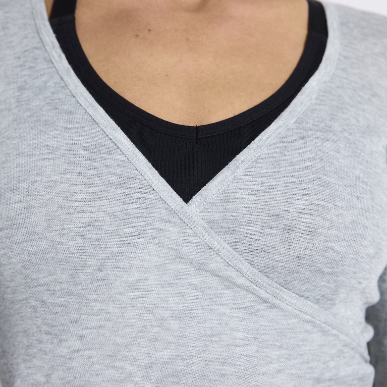 Wrap top "Pilates Top" Grey Melange